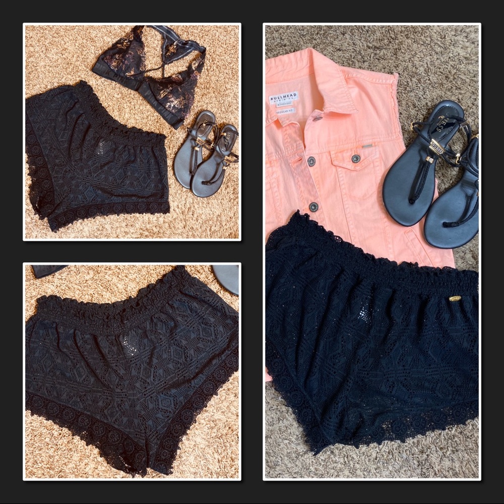 EUC Worn 1 Time Black Lace See Threw Shorts